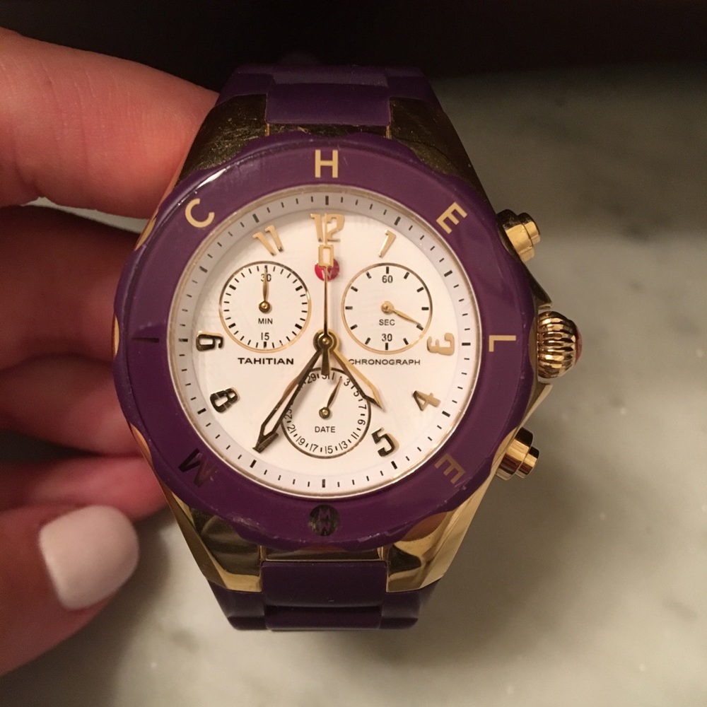 Michele Tahitian Jelly watch in gold and purple